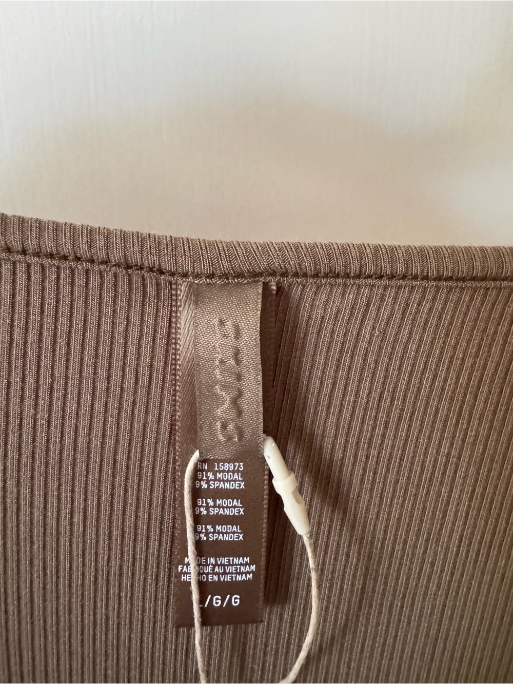 SKIMS Long Sleeve Scoop Neck Maxi Dress in Tan - Picture 3 of 4